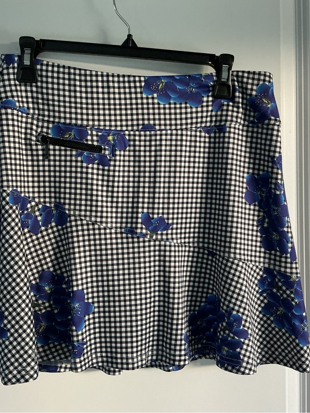 Gingham Black & Blue Floral Skort